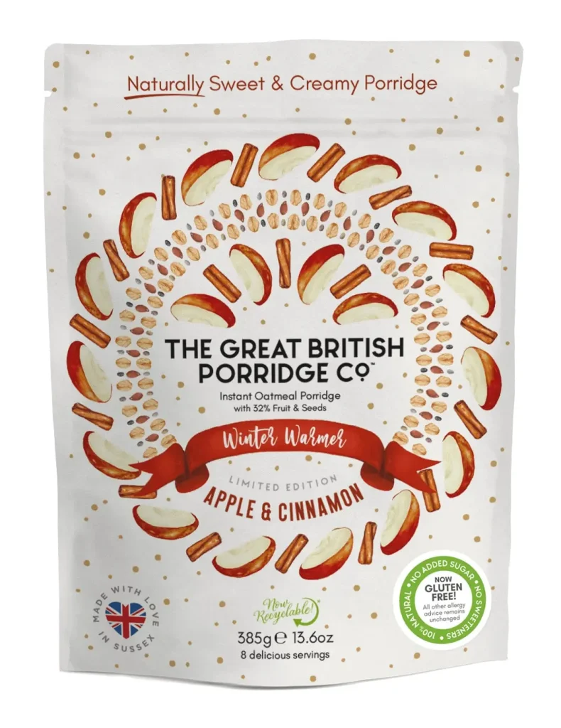 The Great British Porridge Co χυλός βρώμης apple & cinnamon, gluten free